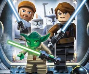 yapboz Lego Star Wars: Yoda, Luke Skywalker, Obi-Wan Kenobi